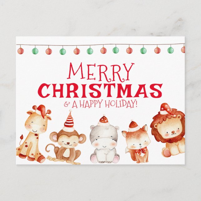Merry Christmas & Happy Holidays Holiday Postcard (Front)