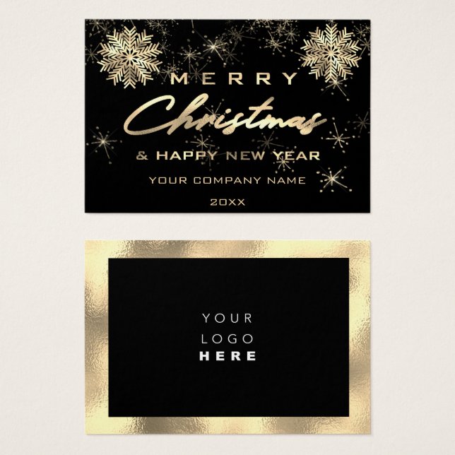 Merry Christmas Happy Holidays Name Logo Gold (Front & Back)