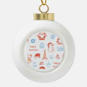 Merry Christmas & Happy Holidays Winter Personaliz Ceramic Ball Christmas Ornament