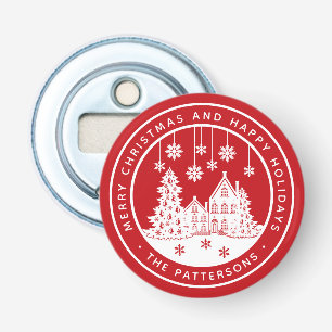 Merry Christmas Happy Holidays Winter Personalized Bottle Opener