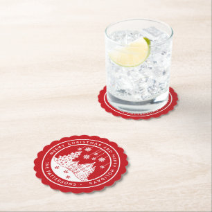 Merry Christmas Happy Holidays Winter Personalized Paper Coaster