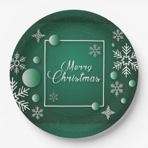 Merry Christmas Happy Holidays Xmas Snowflakes Paper Plate