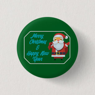 Merry Christmas & Happy New Year 1 Inch Round Button