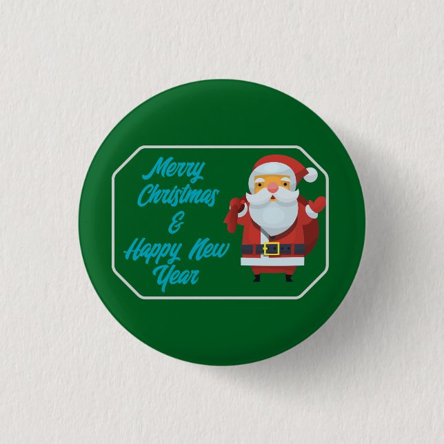 Merry Christmas & Happy New Year 1 Inch Round Button (Front)