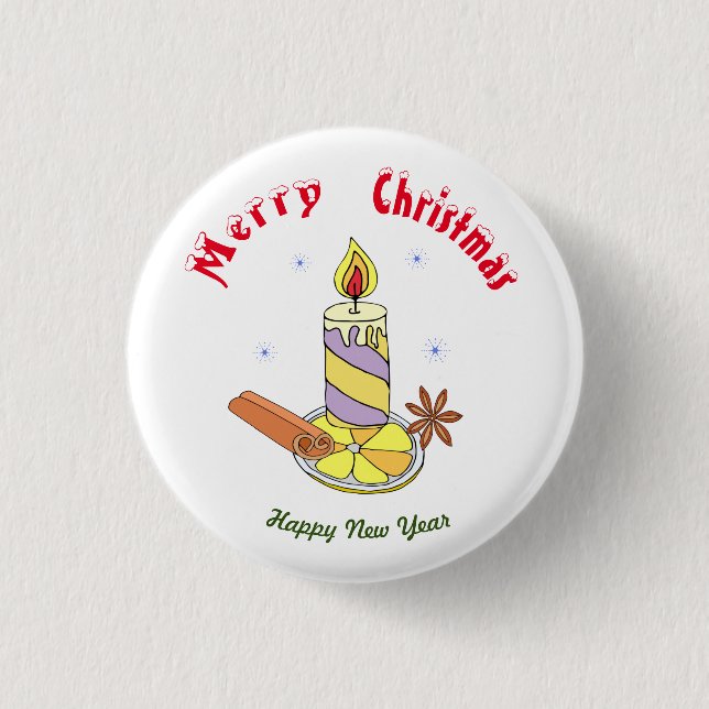 Merry christmas Happy New Year    1 Inch Round Button (Front)