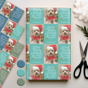Merry Christmas Happy New Year - 1 Photo Whimsical Wrapping Paper Sheet