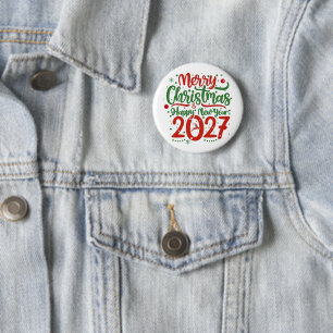 Merry Christmas Happy New Year 2026 Reindeer 2 Inch Round Button