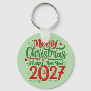 Merry Christmas Happy New Year 2026 Reindeer Keychain