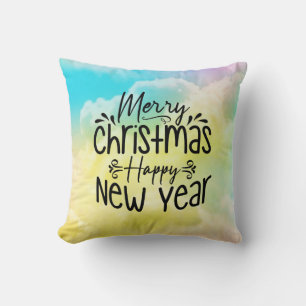 Merry Christmas Happy New Year-45910 Throw Pillow