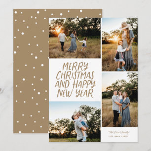 Merry Christmas Happy New Year 4 Photo Collage Hol Holiday Card