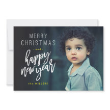Merry Christmas, Happy New Year, Bold photo card