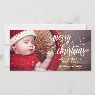 Merry Christmas & Happy New Year Calligraphy Holiday Card