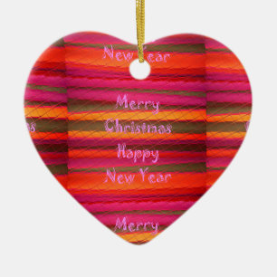 Merry Christmas Happy New Year Canvas Colour Desig Ceramic Ornament