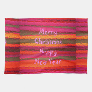 Merry Christmas Happy New Year Canvas Colour Desig Kitchen Towel