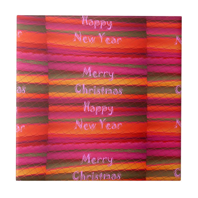 Merry Christmas Happy New Year Canvas Colour Desig Tile (Front)