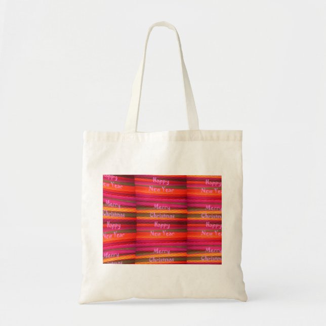 Merry Christmas Happy New Year Canvas Colour Desig Tote Bag (Front)