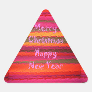 Merry Christmas Happy New Year Canvas Colour Desig Triangle Sticker