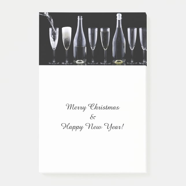 Merry Christmas & Happy New Year, Champagne Wine Post-it Notes (Front)