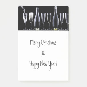 Merry Christmas & Happy New Year, Champagne Wine Post-it Notes