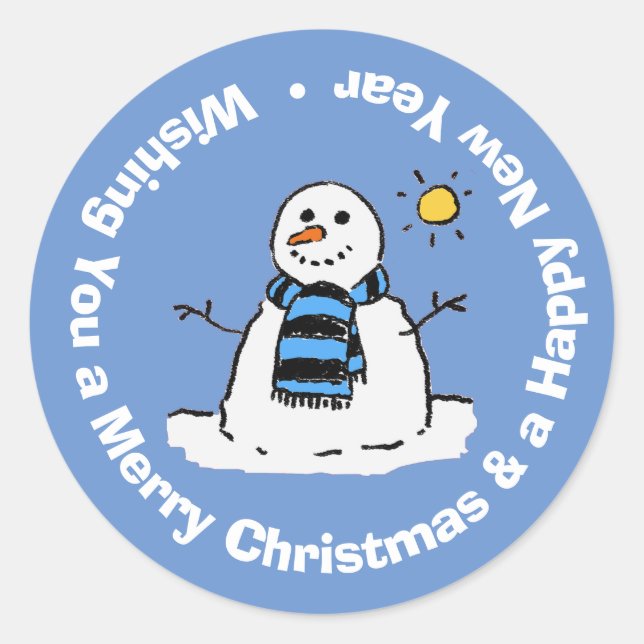 Merry Christmas & Happy New Year. Classic Round Sticker (Front)