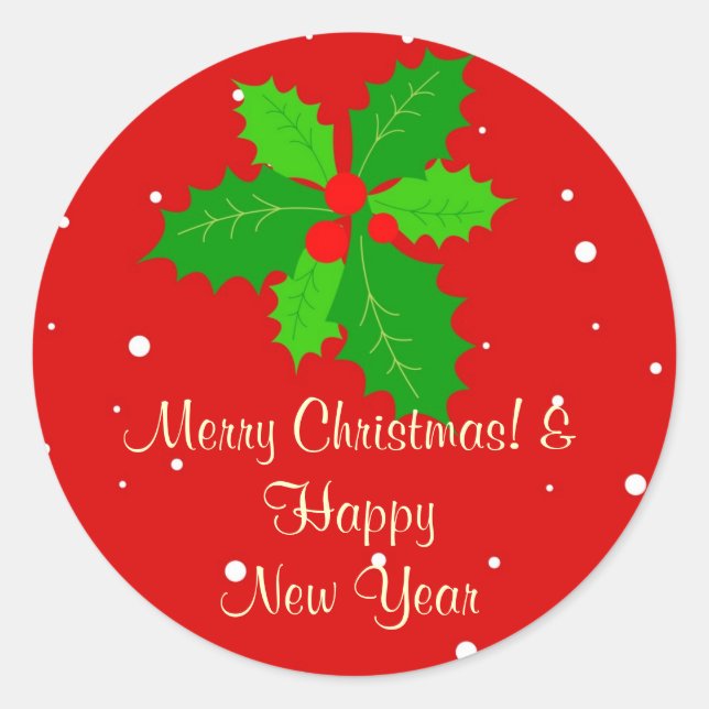 Merry christmas & happy new year classic round sticker (Front)