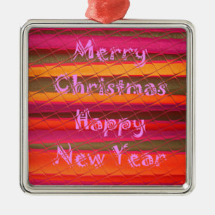 Merry Christmas Happy New Year Collection Metal Ornament