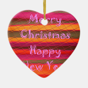 Merry Christmas Happy New Year Colour Design Ceramic Ornament