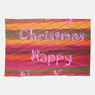 Merry Christmas Happy New Year Colour Design Kitchen Towel