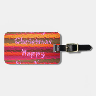 Merry Christmas Happy New Year Colour Design Luggage Tag
