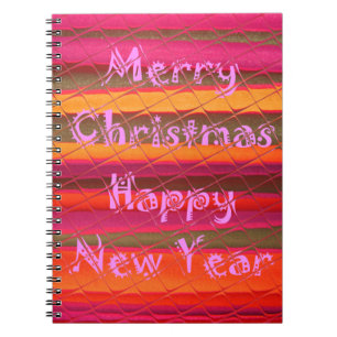 Merry Christmas Happy New Year Colour Design Notebook