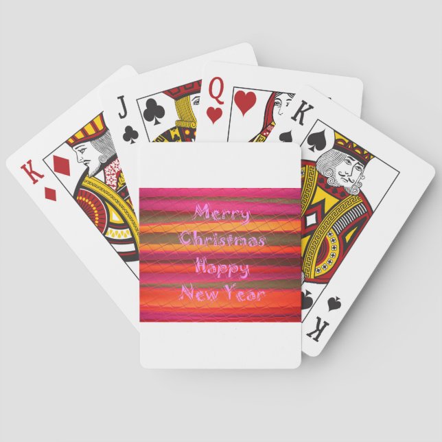 Merry Christmas Happy New Year Colour Design Playing Cards (Back)
