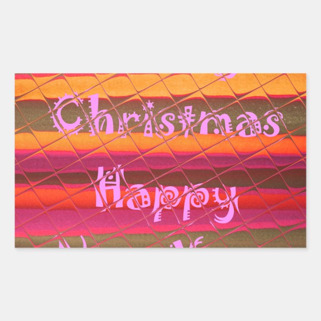 Merry Christmas Happy New Year Colour Design Sticker (Front)