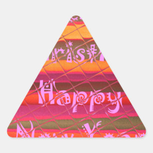 Merry Christmas Happy New Year Colour Design Triangle Sticker