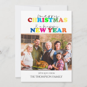 Merry Christmas & Happy New Year Colourful Photo  Holiday Card