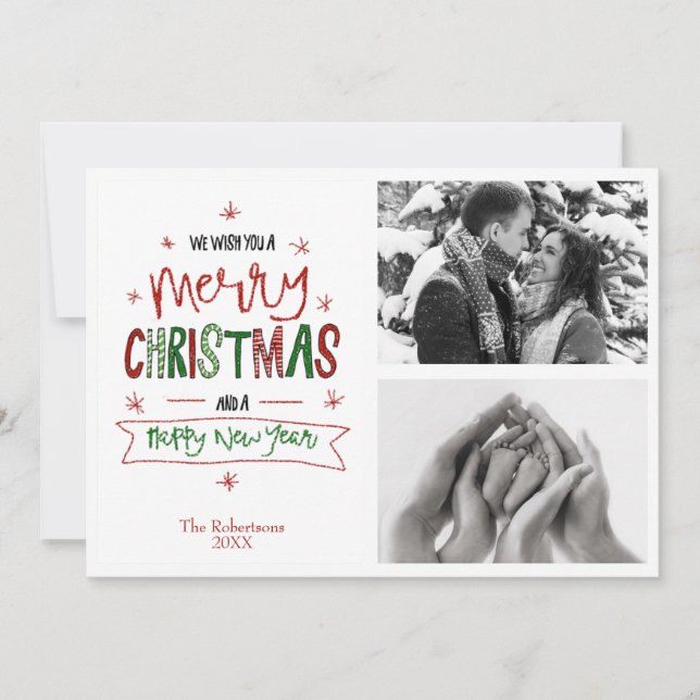 Merry Christmas Happy New Year Custom Photos Holiday Card (Front)