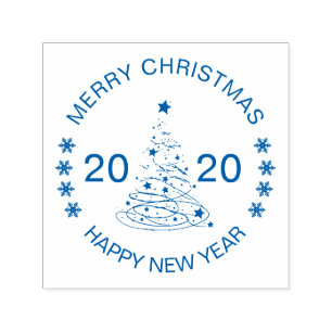 Merry Christmas Happy New Year customizable Self-inking Stamp