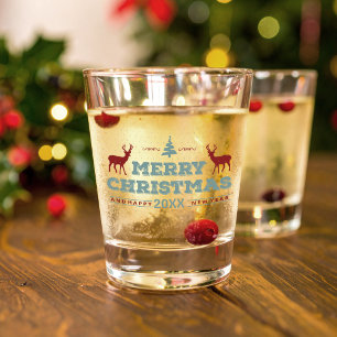 Merry Christmas Happy New Year Deer ID612 Shot Glass