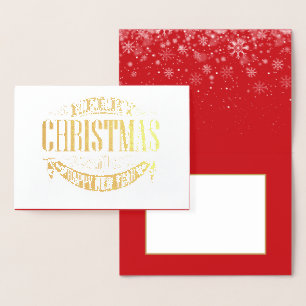 Merry Christmas Happy New Year Elegant Gold Foil Card