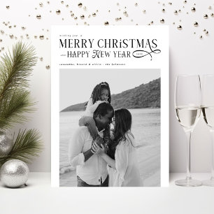 Merry Christmas Happy New Year Family 2 Photos Holiday Card