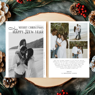 Merry Christmas Happy New Year Family 4 Photos Holiday Card