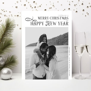 Merry Christmas Happy New Year Family 4 Photos Holiday Card