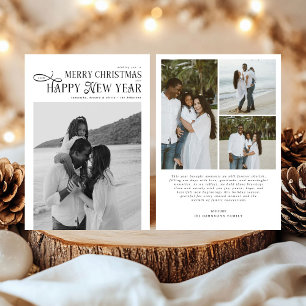 Merry Christmas Happy New Year Family 4 Photos Holiday Card