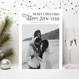 Merry Christmas Happy New Year Family 4 Photos Holiday Card