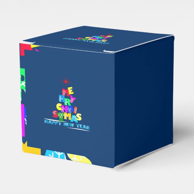 Merry Christmas Happy New Year Favor Box (Front Side)