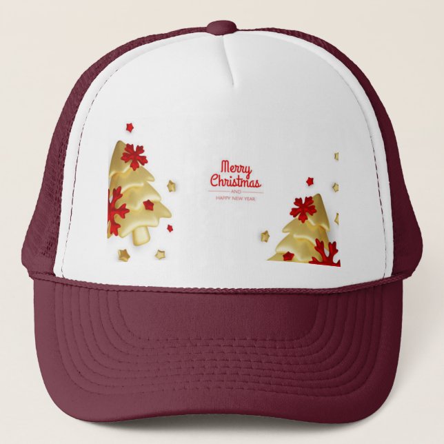 Merry Christmas Happy New Year Festive Holiday-Cap Trucker Hat (Front)