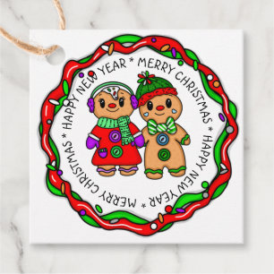 Merry Christmas   Happy New Year   Gingerbread Man Favour Tags