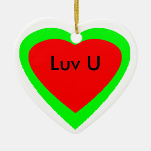 Merry Christmas Happy New Year Heart I Luv U Ceramic Ornament