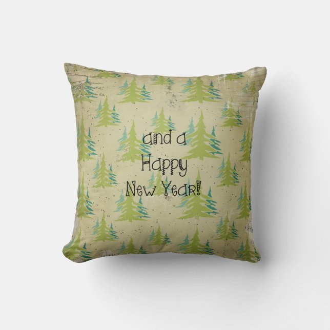 Merry Christmas Happy New Year Holiday Pillow (Front)