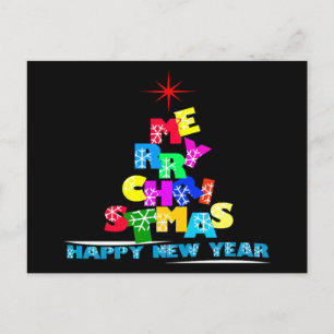 Merry Christmas Happy New Year Holiday Postcard