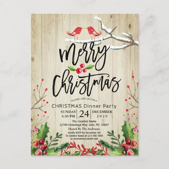 Merry Christmas Happy New Year Holiday Santa Party Postcard (Front)